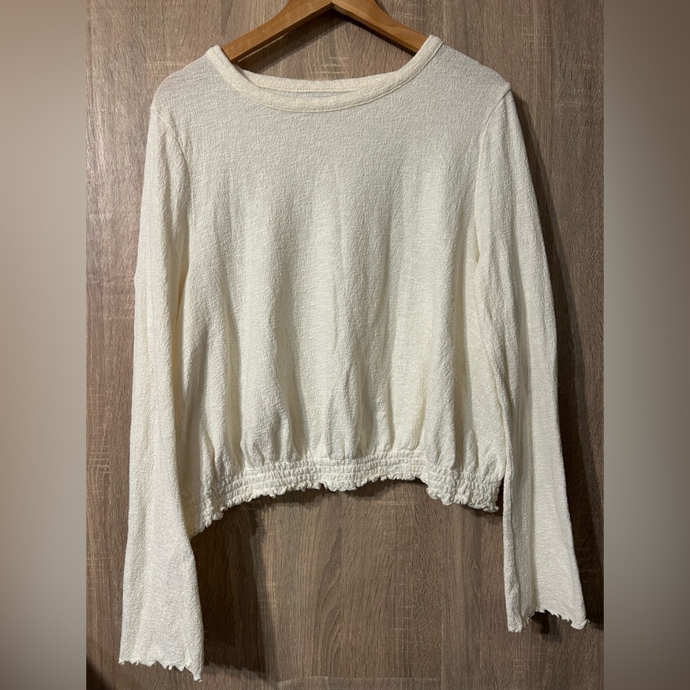 Madewell Texture and Thread Cream Long Sleeve Shirt Size XL